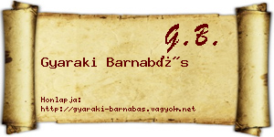 Gyaraki Barnabás névjegykártya