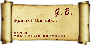 Gyaraki Barnabás névjegykártya